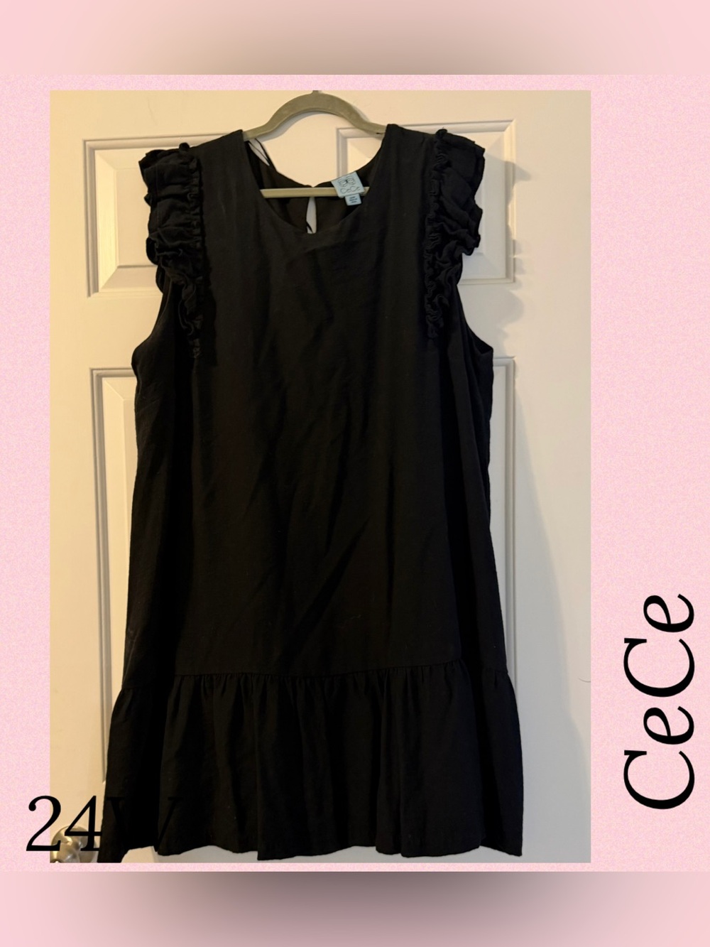 CeCe Black Ruffle Sleeve Casual Dress